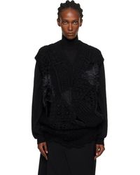 Junya Watanabe - Gilet Noir À Col En V Et À Patchwork - Lyst