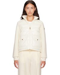 Moncler - Off- Zip Up Cotton Fleece Down Cardigan - Lyst
