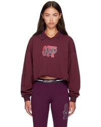 Off-White c/o Virgil Abloh - Burgundy 'Off' College Crop Polo Sweatshirt - Lyst