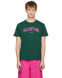 Valentino - T-shirt vert à logo imprimé - Lyst