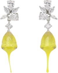 OTTOLINGER - Boucles d'oreilles graphiques argenté et jaune à pendentif enduit exclusives à ssense - Lyst