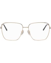 Gucci - Gold Rectangular Glasses - Lyst
