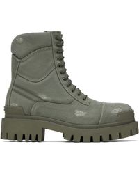 Balenciaga - Khaki Combat Strike Boots - Lyst