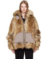 OTTOLINGER - Tan Oversized Furry Multiline Jacket - Lyst
