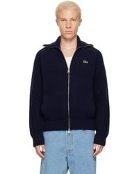 Lacoste - Wool High Neck Zipped Sweater - Lyst