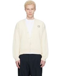 Maison Kitsuné - Off- Fox Head Cotton Ribbed Cardigan - Lyst
