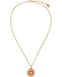 Versace - Gold & Pink Medusa biggie Necklace - Lyst