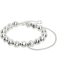 Jil Sander - Bracelet argenté à perles - Lyst