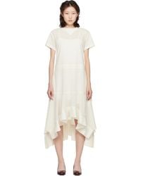 Sacai - Off- Cotton Broadcloth Midi Dress - Lyst