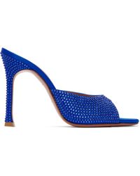 AMINA MUADDI - Blue Alexa Crystal Slipper 105 Heeled Sandals - Lyst