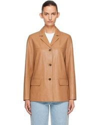 Loulou de Saison - Tan Nari Straight Leather Jacket - Lyst
