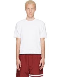 Thom Browne - Short Sleeve Rib Cuff Cotton Waffle T-Shirt - Lyst