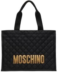 Moschino - Black Quilted Logo Tote - Lyst