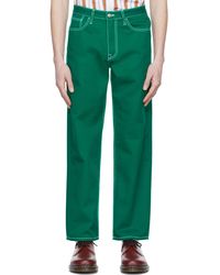 Noah Contrast Stitch Jeans - Green
