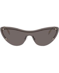 Alexander McQueen - Gold Rimless Shield Sunglasses - Lyst
