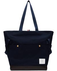 Thom Browne - Navy Cotton Canvas Snap Pocket Tote - Lyst