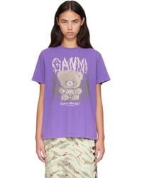 Ganni - Future Heavy Relaxed Teddy Forest T-Shirt - Lyst