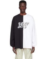 we11done - Black & White Half & Half Long Sleeve T-shirt - Lyst