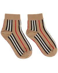 Burberry Beige Intarsia Ankle Socks - Natural