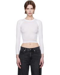 Alexander Wang - T-Shirt À Manches Longues Blanc À Ornements Facettés Et À Col Ras Du Cou - Lyst