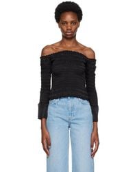 FRAME - Black Off-the-shoulder Blouse - Lyst