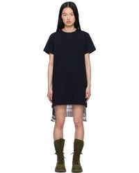 Sacai ブラック Double-Faced Silk Cotton ミニワンピース Sacai ブラック Double-Faced Silk Cotton ミニワンピース