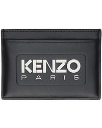 KENZO - Porte-cartes noir en cuir à logos gaufrés - Lyst