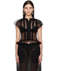 Simone Rocha - Sheer Puff Sleeve Multi Ruffle Frill Shirt - Lyst