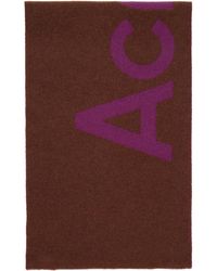 Acne Studios - Écharpe brun et rose à logos en tricot jacquard - Lyst