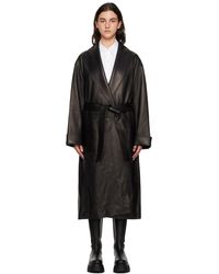 Alexander Wang - Manteau noir en cuir à col châle - Lyst