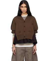 Sacai - Chalk Stripe & Cotton Knit Cardigan - Lyst
