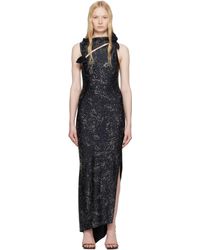 Coperni - ブラック Crystal-Embellished Asymmetric Flower マキシドレス - Lyst