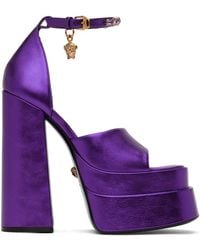 Versace - Medusa Aevitas Leather Platform Sandals - Lyst