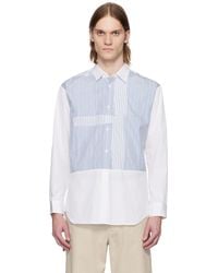 Comme des Garçons - Chemise Blanc Et Bleu En Popeline De Coton Teint En Fil À Rayures - Lyst