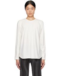 Homme Plissé Issey Miyake - Homme Plissé Issey Miyake White Release-t 2 Long Sleeve T-shirt - Lyst