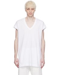Dries Van Noten - T-shirt blanc à col en v - Lyst