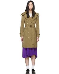 Burberry Tan Kensington Hooded Trench Coat - Multicolour