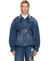 Simone Rocha - Turbo Embellished Sculpted Belt Detail Denim Jacket - Lyst