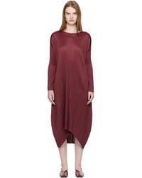 Pleats Please Issey Miyake - Burgundy Monthly Colors October Midi Dress - Lyst