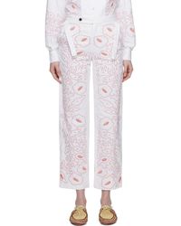 Bode - White Embroidered Trousers - Lyst