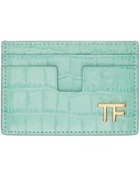 Tom Ford - Blue Shiny Stamped Croc Tf Card Holder - Lyst