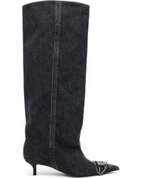 DIESEL - D-Venus Kb Slouchy Denim Tall Boots - Lyst