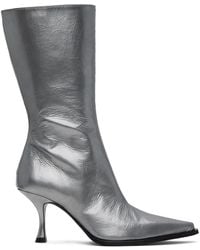 Acne Studios - Silver Leather Heel Boots - Lyst