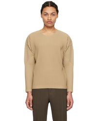 Homme Plissé Issey Miyake - Homme Plissé Issey Miyake Beige Monthly Color February Long Sleeve T-shirt - Lyst