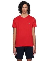 Lacoste - T-shirt rouge à col ras du cou - Lyst