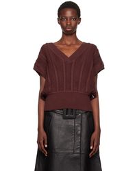 REMAIN Birger Christensen - Burgundy Cable-Knit Vest - Lyst