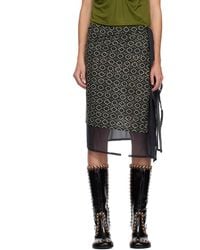 Dries Van Noten - Jupe Midi Verte En Jersey À Ornements Facettés - Lyst