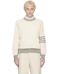 Thom Browne - Off-white & Gray 4-bar Sweater - Lyst