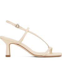 Aeyde - Sandales À Talon Elise Blanc Cassé En Cuir À Bout Carré Ouvert - Lyst