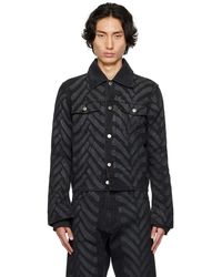 KANGHYUK - Blouson noir en denim ciré à motif graphique - Lyst